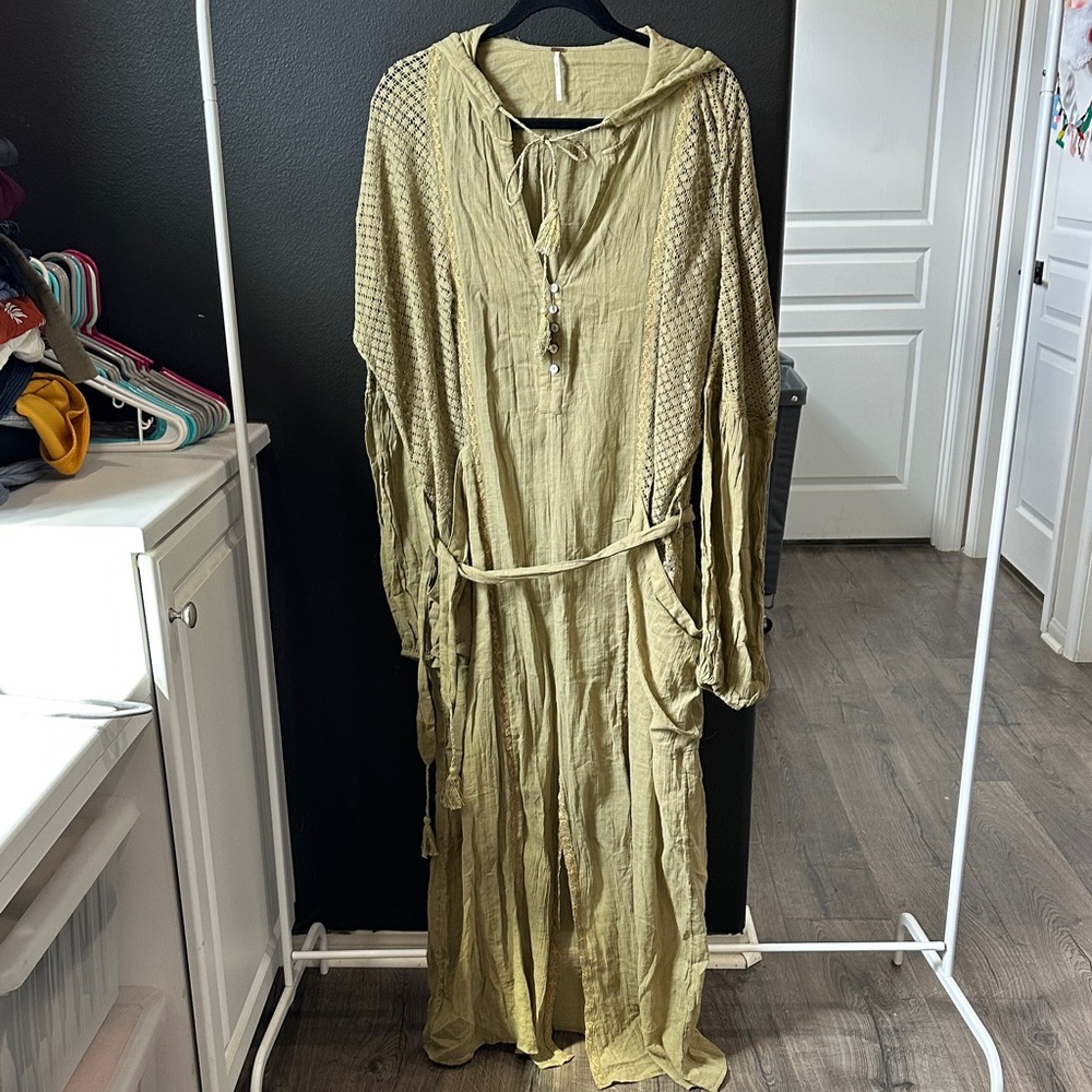 Free People Sage Green Long Sleeve Maxi Dress